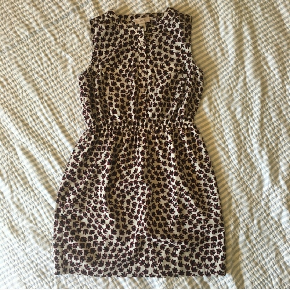 LOFT Black and Maroon Dress